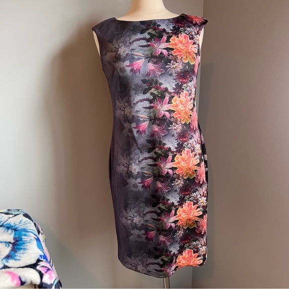 RM LL 6 Multicolor Floral Sleeveless Sheath Dress with Rear Zipper - Picture 3 of 15